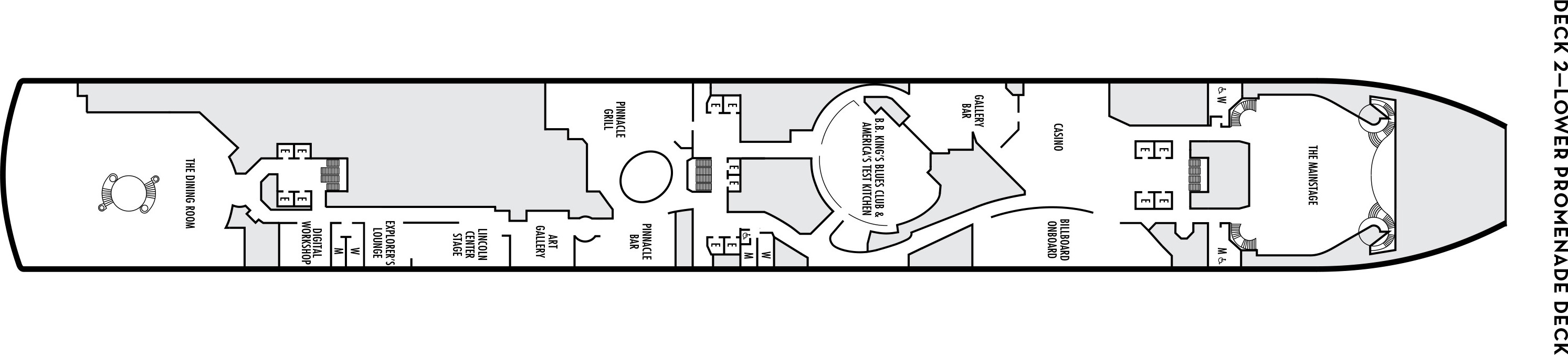 Планы палуб Eurodam: Палуба 2 Lower Promenade