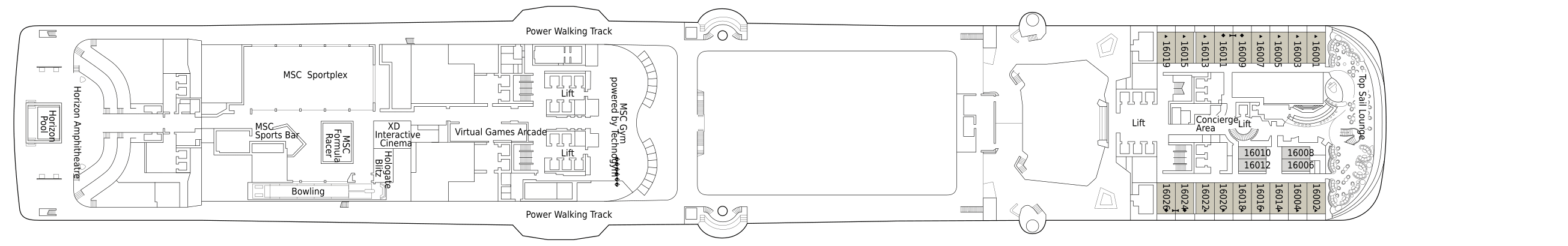 Планы палуб MSC Euribia: Палуба 16